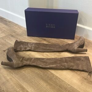 EUC Stuart Weitzman Highland Praline Suede over the knee boots.